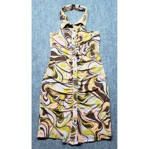 Rue21 Dress Womens M Multicolor Bodycon Collared Sleeveless Retro New